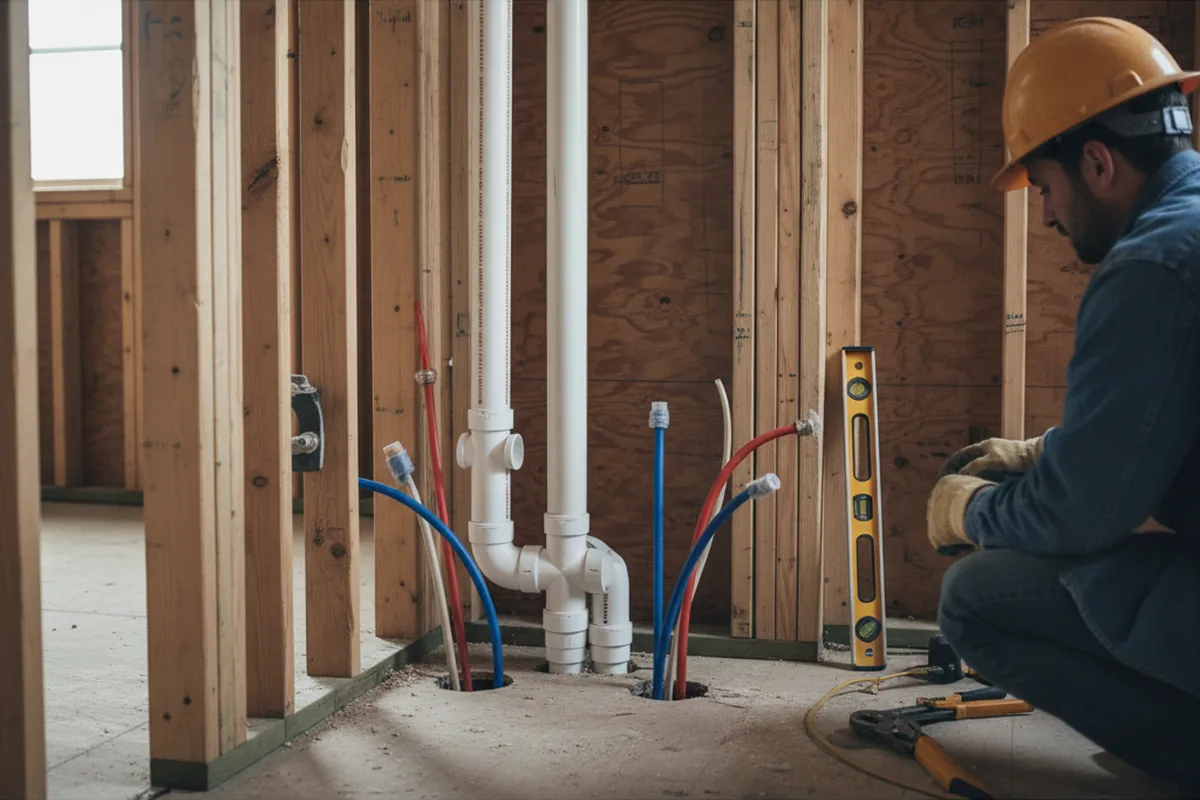 Drain and supply rough-in during Garbage Disposal Repair in Elkfork