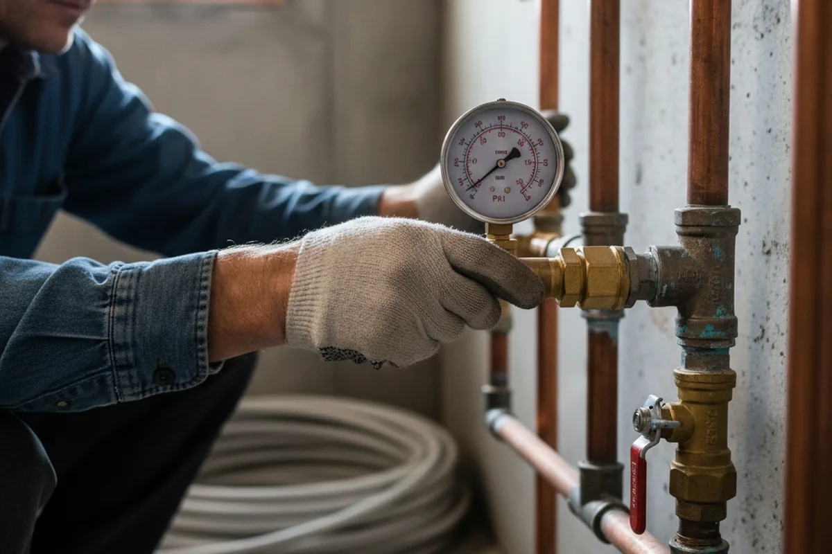 Pressure testing a repaired line during Water Line Repair in Elkfork